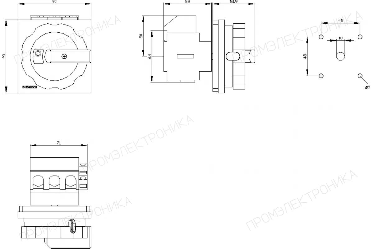 Siemens 3LD2504-1TL51 — Главный/аварийный выключатель