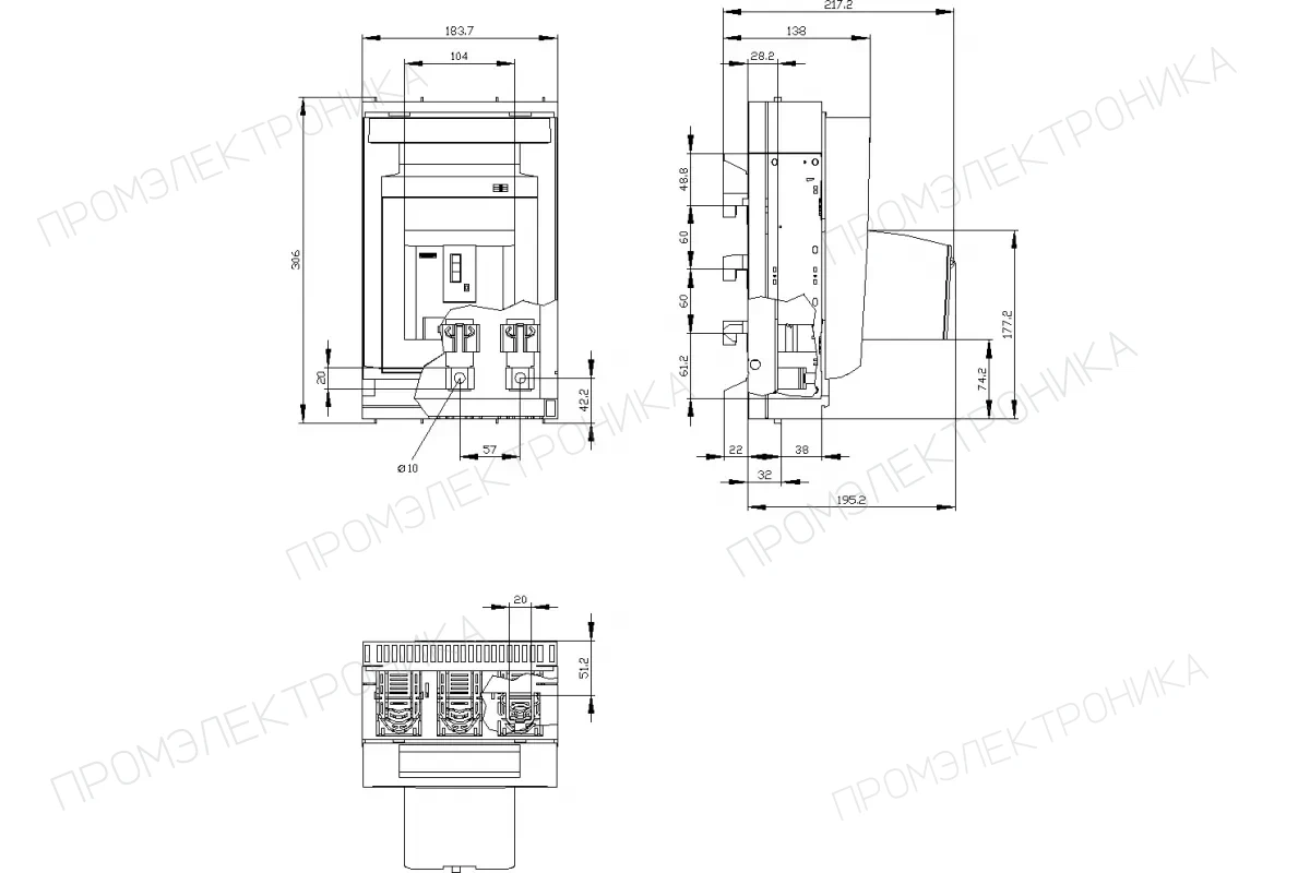 Siemens 3NP1143-1JC20 — Установка на монтажной панели