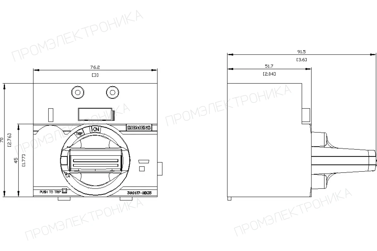 Siemens 3VA9137-0EK37 — Фронтальный поворотный привод для аварийного отключения