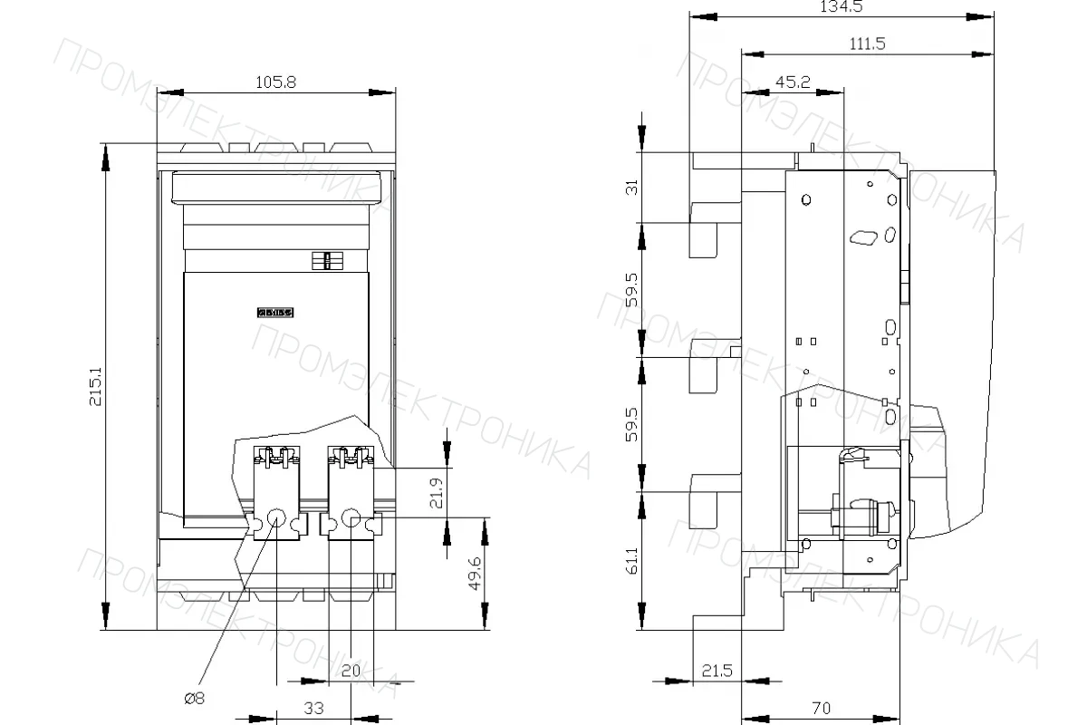Siemens 3NP1133-1JB22 — Установка на монтажной панели