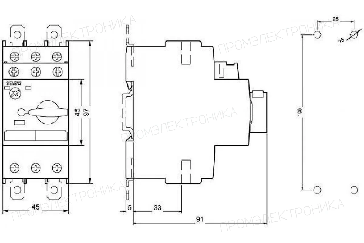 Siemens 3RV1021-4BA15 — ВЫКЛЮЧАТЕЛЬ АВТОМАТИЧЕСКИЙ