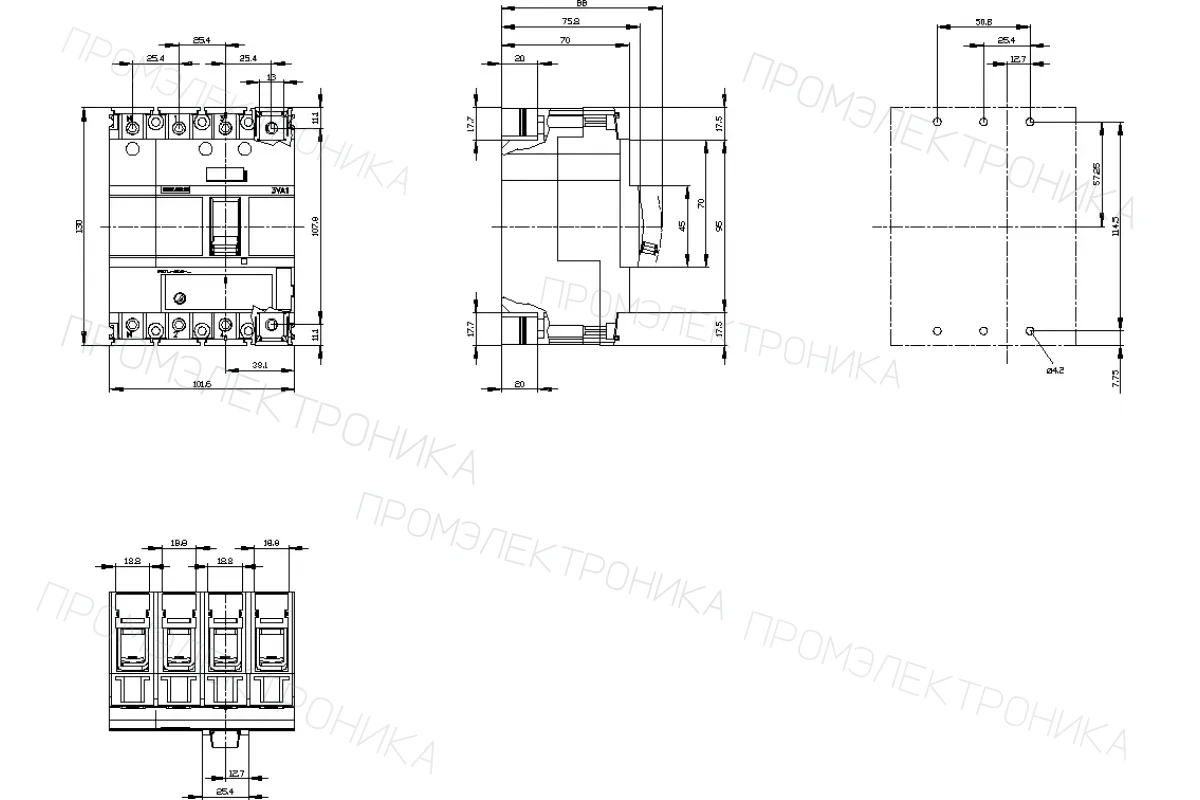 Siemens 3VA1110-3EE46-0AA0 — 3VA автоматические выключатели в литом корпусе до 250 A