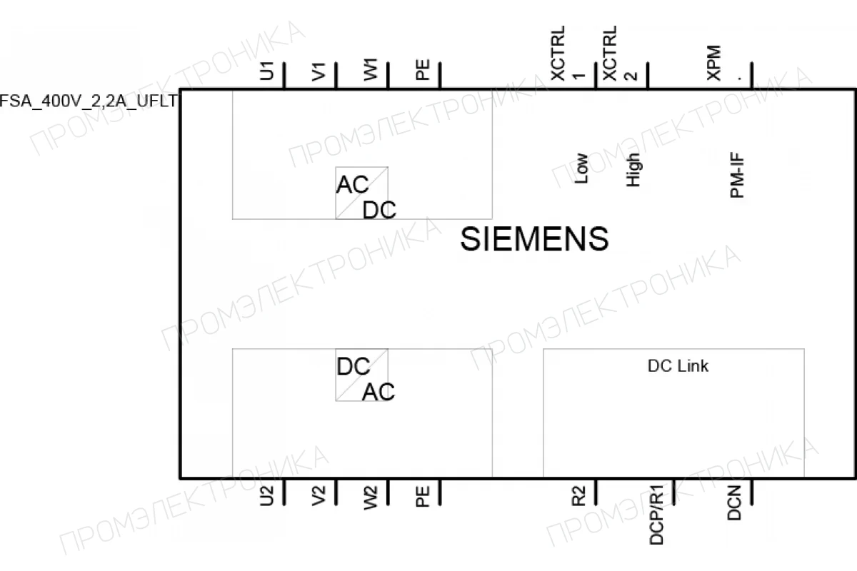 Siemens 6SL3210-1SE12-2UA0 — SINAMICS S120 СИЛОВОЙ МОДУЛЬ