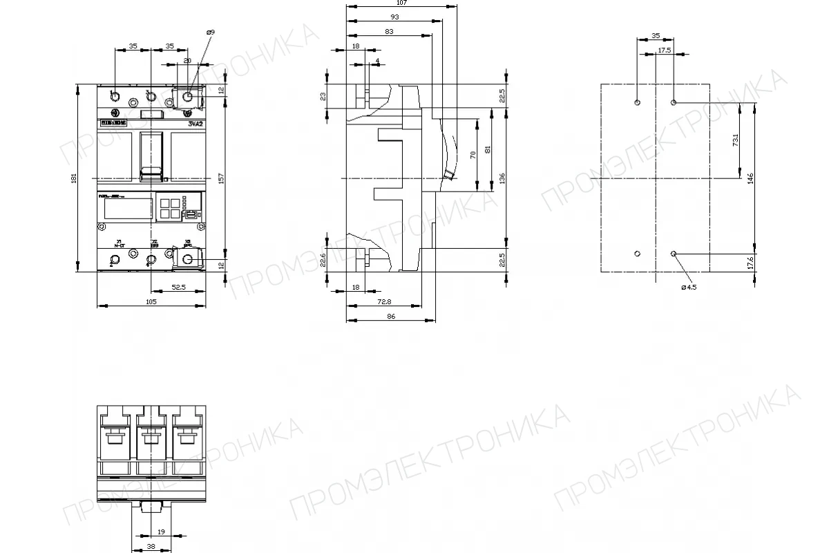Siemens 3VA2010-5KP42-0AA0 — 3VA автоматические выключатели в литом корпусе до 250 A