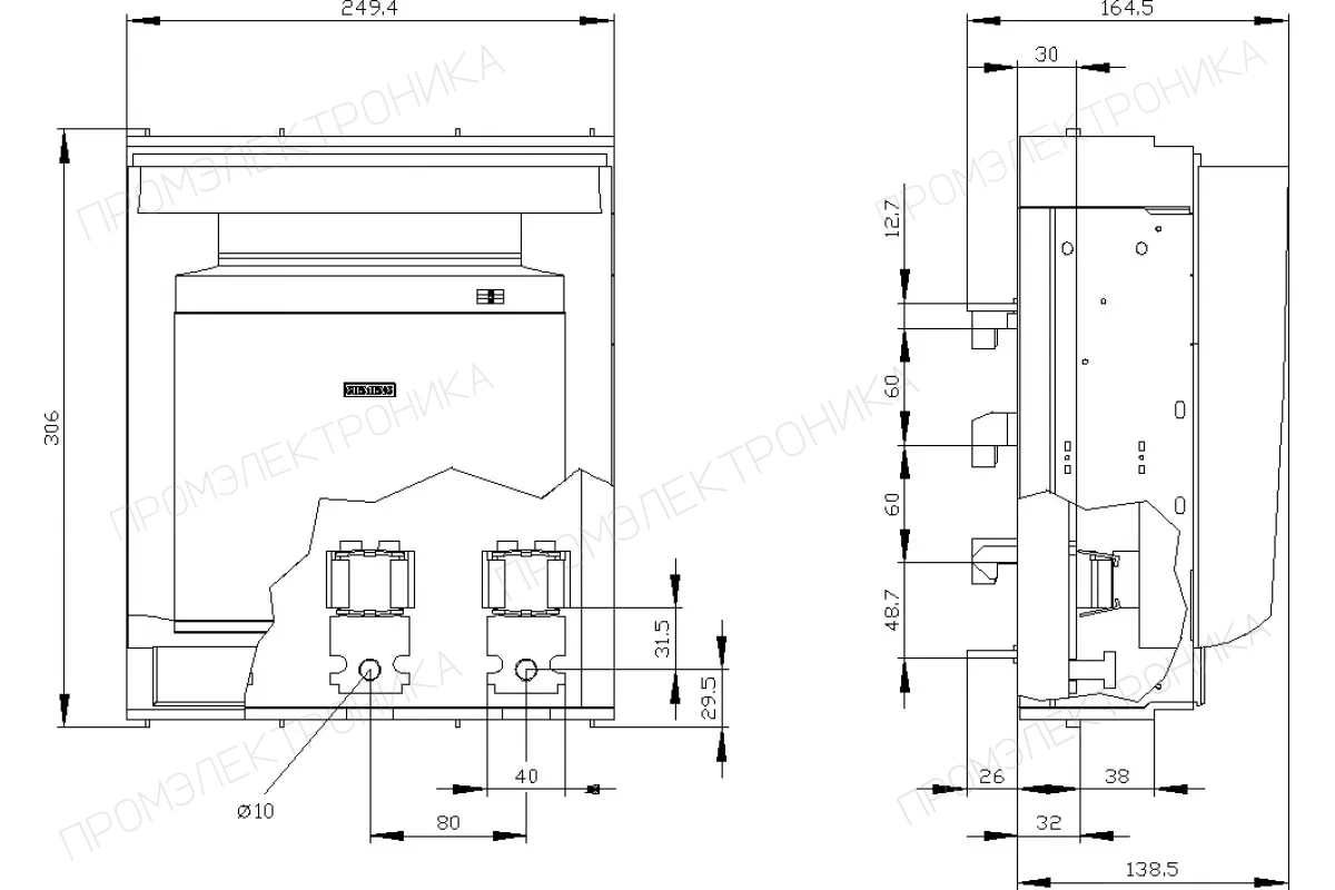 Siemens 3NP1153-1JC22 — Установка на монтажной панели
