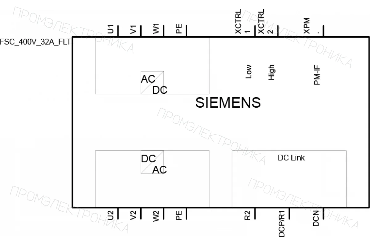 Siemens 6SL3210-1SE22-5UA0 — SINAMICS S120 СИЛОВОЙ МОДУЛЬ