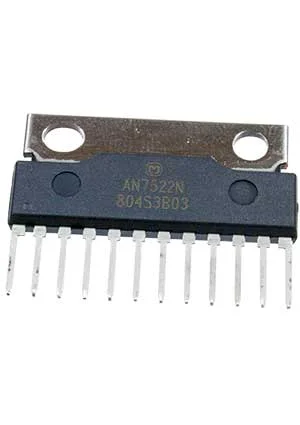 Matsushita AN7522N, 12-SIL, УНЧ 2x3Вт (8В/8 Ом), 34дБ, pегулятоp гp.