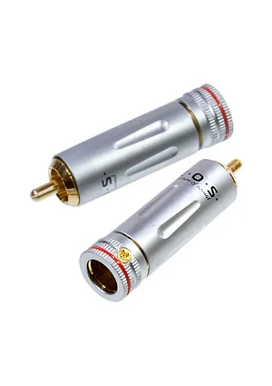 Без товарного знака 1-222G RED, штекер RCA металл цанга на кабель d до 9.0мм красный "позолоченный"