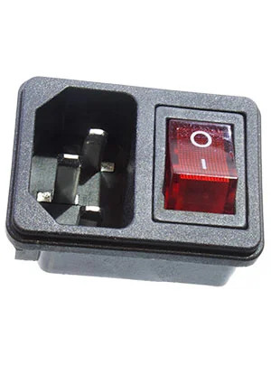 REXANT RWG-112 36-2270, вилка сетевая на корпус с выключателем 250В 10А (4с) ON-OFF красный с подсветкой и