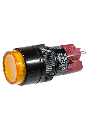 DECA D16LAR1-1ABKY, кнопка с фиксацией и LED подсветкой 250В 5А желт.