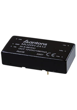 ANTONS POWER MU20H-2405, DC/DC Regulated URB2405LD-20WR3 = URB2405LD-20WR3