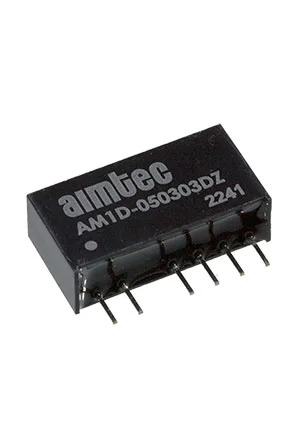 Aimtec AM1D-050303DZ, DC/DC преобразователь 1Вт вх 4.5-5.5В вых 2x3.3В/2x0.151А SIP7