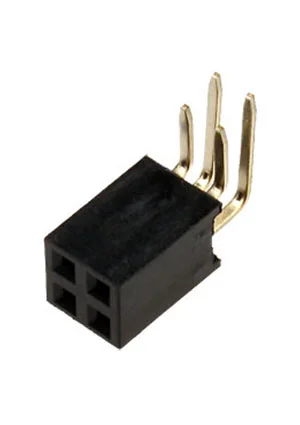 NXU PBD-4R, гнездо на плату шаг 2.54мм 2x2 угловое (114-A-DR04G)