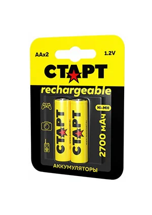 Старт HR6 AA 2700mAh Ni-MH BL2, аккумулятор пальчиковый 1,5В, упаковка 2 шт