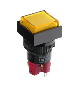 DECA D16LMS1-1ABCY, кнопка без фикс. 250В/5А, с ламп. подсветка