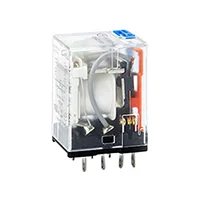 HONGFA HF18FH-G/048-2Z13DJ(070), промежуточное реле в розетку, 2CO 10A; 48В DC; кнопка тест + мех.индикатор