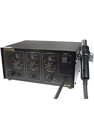 QUICK QUICK702 ESD, промышленная паяльная станция 3 в 1 термофен + керамический паяльник + оловоотсос