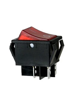 Switronic R595BRBT2-G, переключатель клавишный 2хON-OFF 250В 16A красный с подсветкой (B127A IRS-201-1A3)