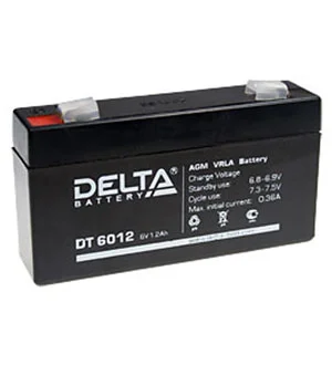 Delta Battery DT 6012, аккумулятор 6В 1.2Ач 97х25х51