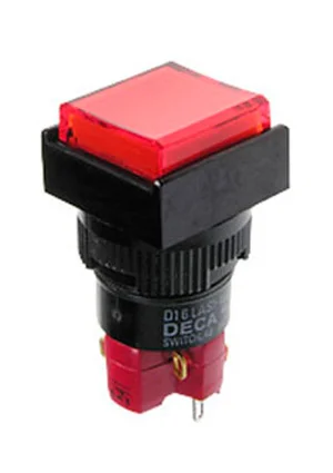 DECA D16LMS1-1ABKR, кнопка без фиксации с LED подсветкой 250В 5А