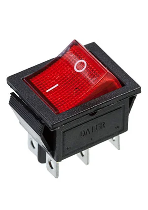 Daier KCD2-202/N, выключатель 16A,220В красный 6 контактов ON-ON