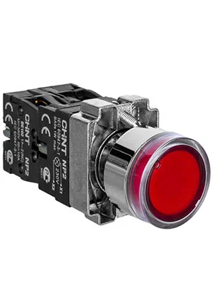 CHINT 574267, Кнопка управления NP2-BW3465 1НО+1НЗ красная AC/DC230В(LED) IP40