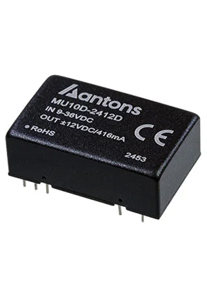 ANTONS POWER MU10D-2415D, DC/DC Regulated URA2415ZP-10WR3 = URA2415ZP-10WR3