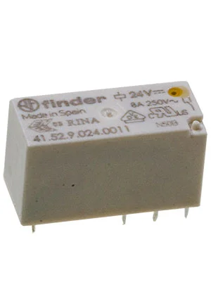 Finder 41.52.9.110.0011, Низкопрофильное реле; монтаж на плату; шаг 5мм; 2CO 8A; катушка 110В DС;