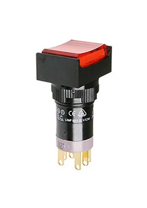 DECA P16LMT2-1ABKR, кнопка без фиксации с LED подсветкой 250В 5А