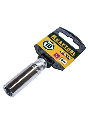 KRAFTOOL 27817-10_Z01, ТОРЦЕВАЯ ГОЛОВКА УДЛИНЕННАЯ 1/4,10ММ ХРОМОСАТИНИРОВАННАЯ