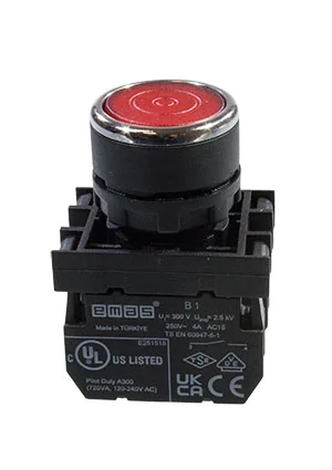 EMAS B101FK, Кнопка с фиксацией красная (2НО)