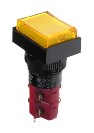 DECA D16LAT1-2ABKY, кнопка с фиксацией и LED подсветкой 250В 5А