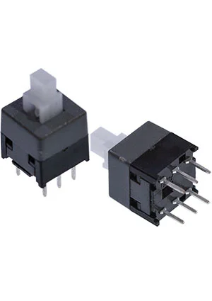 Gangyuan PB22E09-071, кнопка с фиксацией 8.5x8.5мм серая (=PS850L, =MPS-850-G) Latching   switch