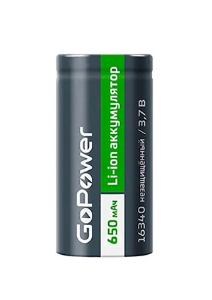 GoPower Аккумулятор Li-ion 16340 PK1 3.7В 650мАч без защиты