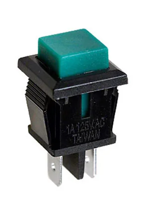 Switronic PB-02TGN-G, кнопка без фиксации 125В 1А зеленая(аналог для SPA-109B4)