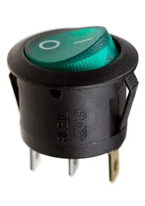 Switronic RL3-5LBGNBT2-H-G, переключатель клавишный ON-OFF 250B 6A черный с зеленой подсветкой