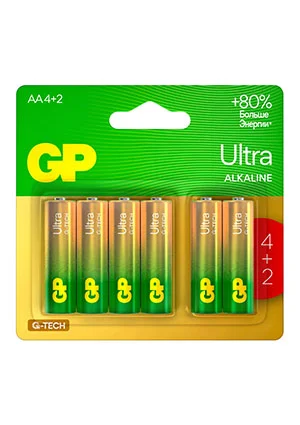 GP Batteries GP 15AUA214/2-2CRSBC6, Батарейки GP Ultra Alkaline G-Tech 15А AA 4+2 шт. на промо-блистере