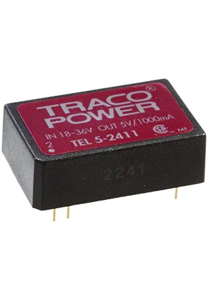 Traco TEL5-2411, Преобразователь DC-DC на печатную плату вход 24В выход 5В 1A 5Вт 7-Pin DIP модуль