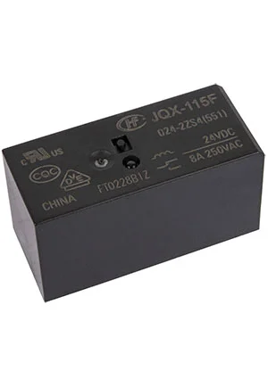 HONGFA HF115F/024-2Z4AF, Миниатюрное силовое реле, 24 VDC, 2 form C, 2 pole 8 A, материал контактов AgSnO2,
