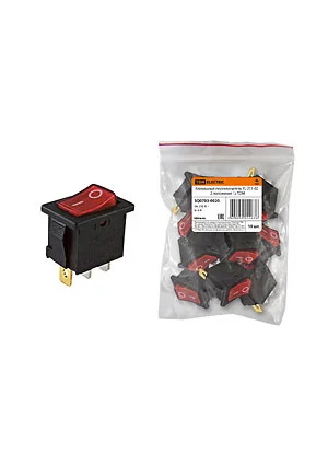 TDM electric YL-211-02, переключатель черный корпус красная клавиша 2 пол.1з SQ0703-0020