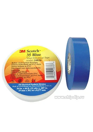 3M Scotch 35 blue, изолента высшего класса синяя, 19мм х 20м х0,18мм