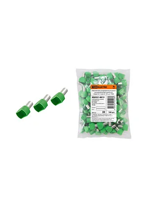 TDM electric SQ0521-0013, НШВИ2, изол.втул.наконечник на два провода  16,0х14 зеленый (100 шт)