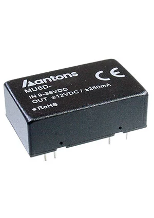 ANTONS POWER MU6D-2412D, DC/DC Regulated URA2412ZP-6WR3 = URA2412ZP-6WR3