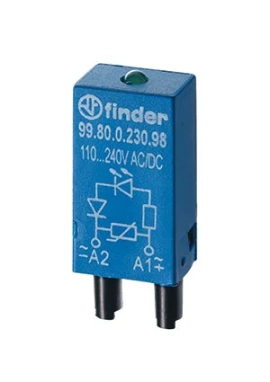 Finder 99.80.9.060.99, Модуль индикации и защиты; зеленый LED + диод (+ A1); 28...60В DC
