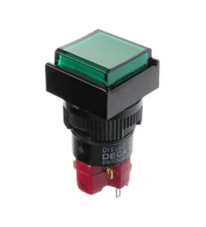 DECA D16LMS1-1ABGG, кнопка без фикс. 250В/5А, с неон. подсветкой