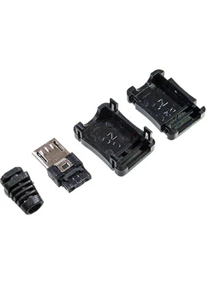 Китай microUSB 5BM, разъем microUSB 2 контакта с прямым пластиковым кожухом черный