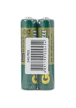 GP Batteries GP 24G(R03)-OS2, Солевые батарейки AAA 600мАч 2 шт. в пленке GreenCell