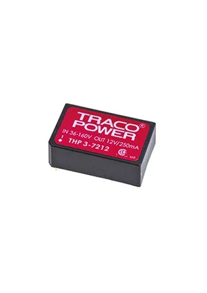 Traco THP3-7212, DC/DC преобразователь 3Вт вход 72В выход 12В 38,1*20,3*10,5мм