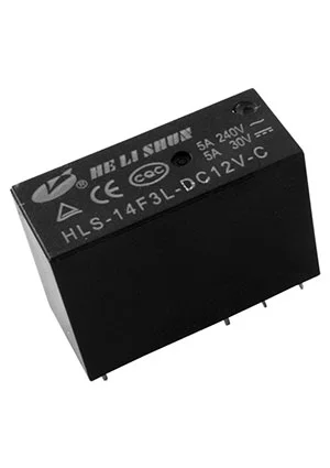 HELISHUN HLS-14F3-L-DC12V-C, реле 12В 5А 1FormC =HF140FF/012-2ZT 29*12,6*20,6мм