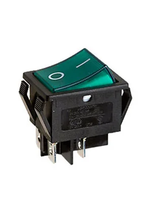Switronic R595BGNBT2-G, переключатель клавишный 2хON-OFF с зеленой подсветкой 250В 16A (аналог для B127A)